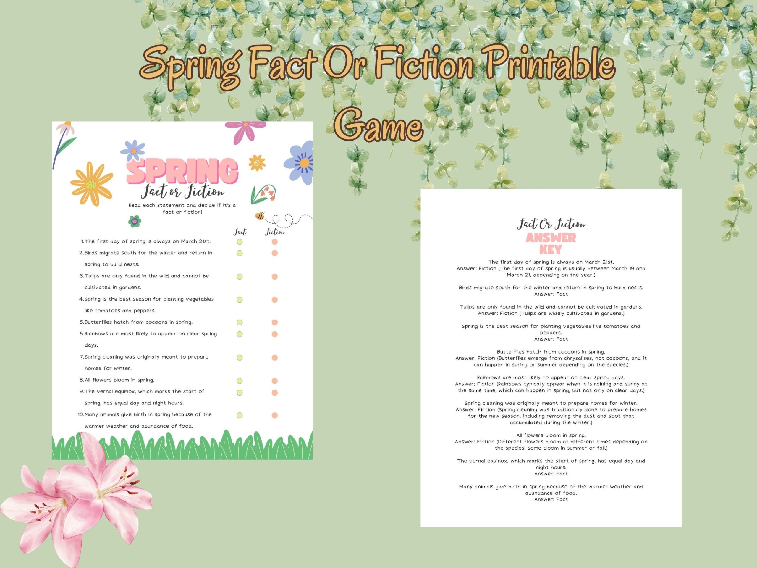 fact or fiction printable