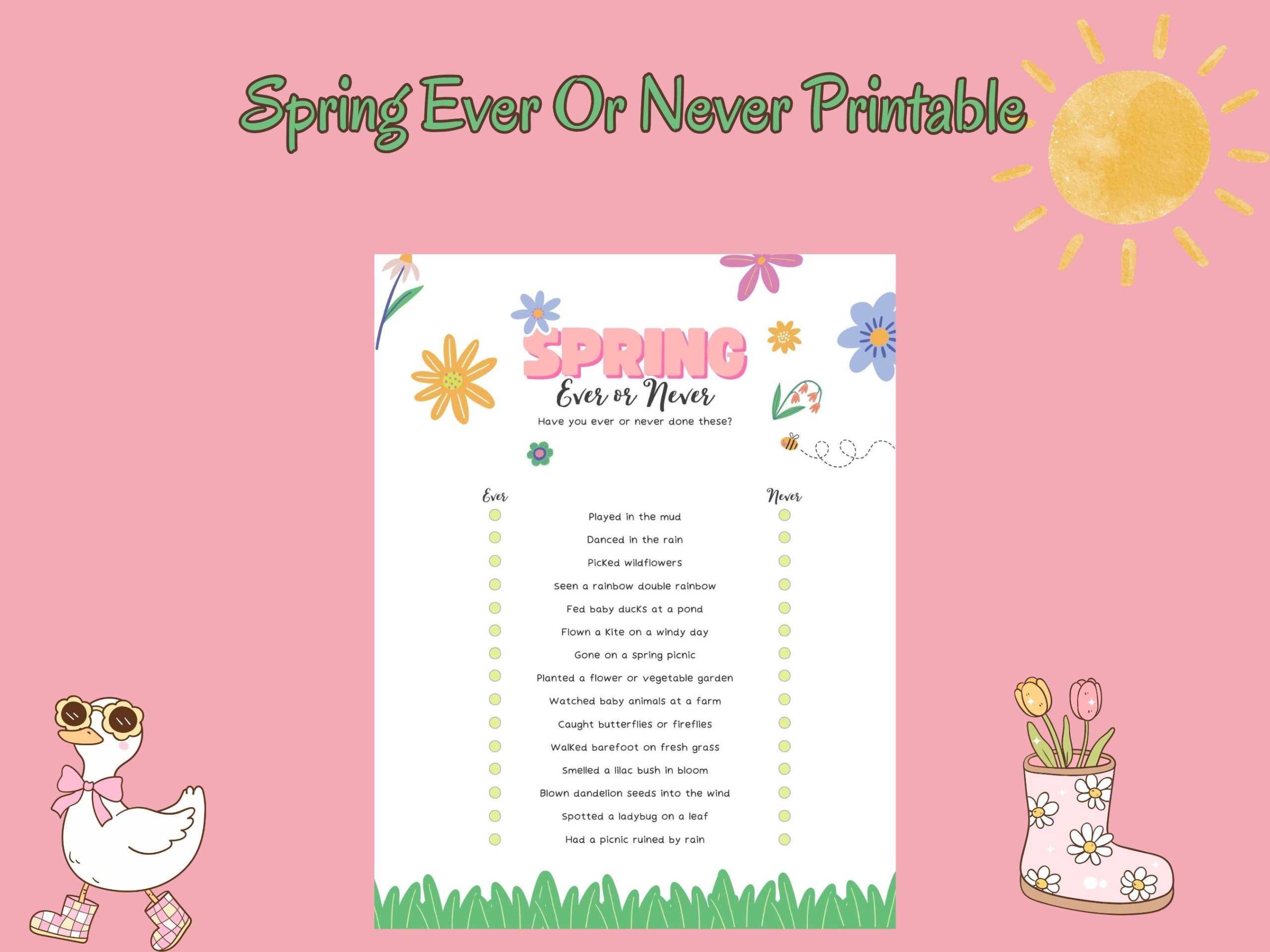 spring ever never printable