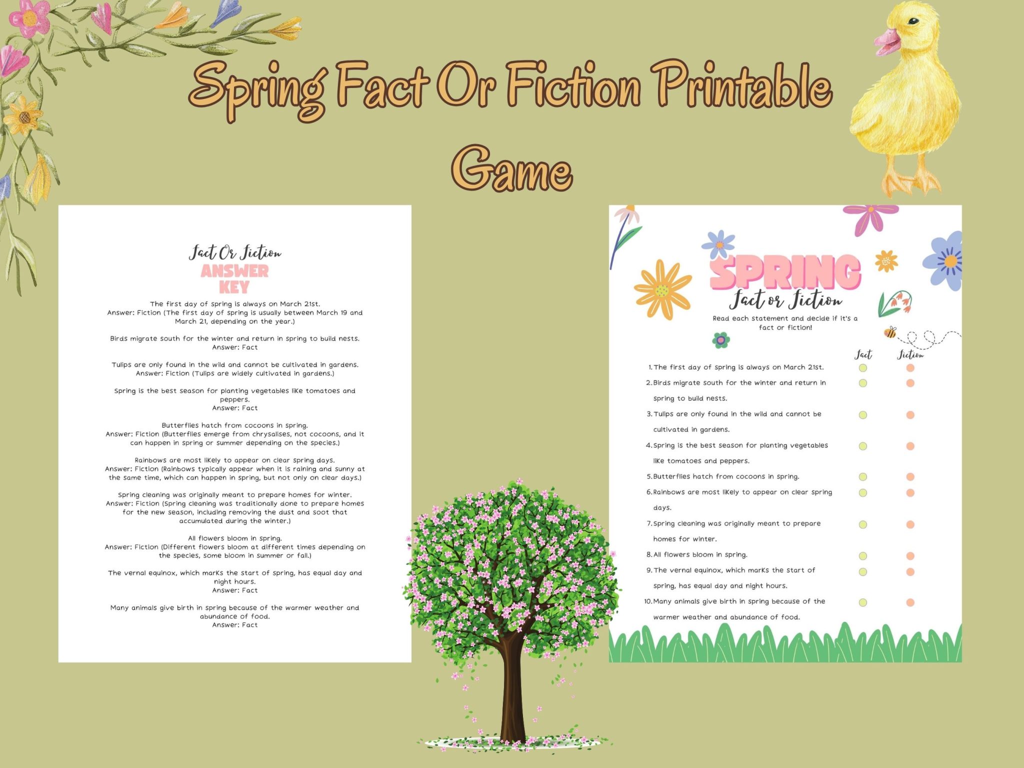 Spring Time Statements Free Spring Fact Or Fiction Game Printable - Our WabiSabi Life