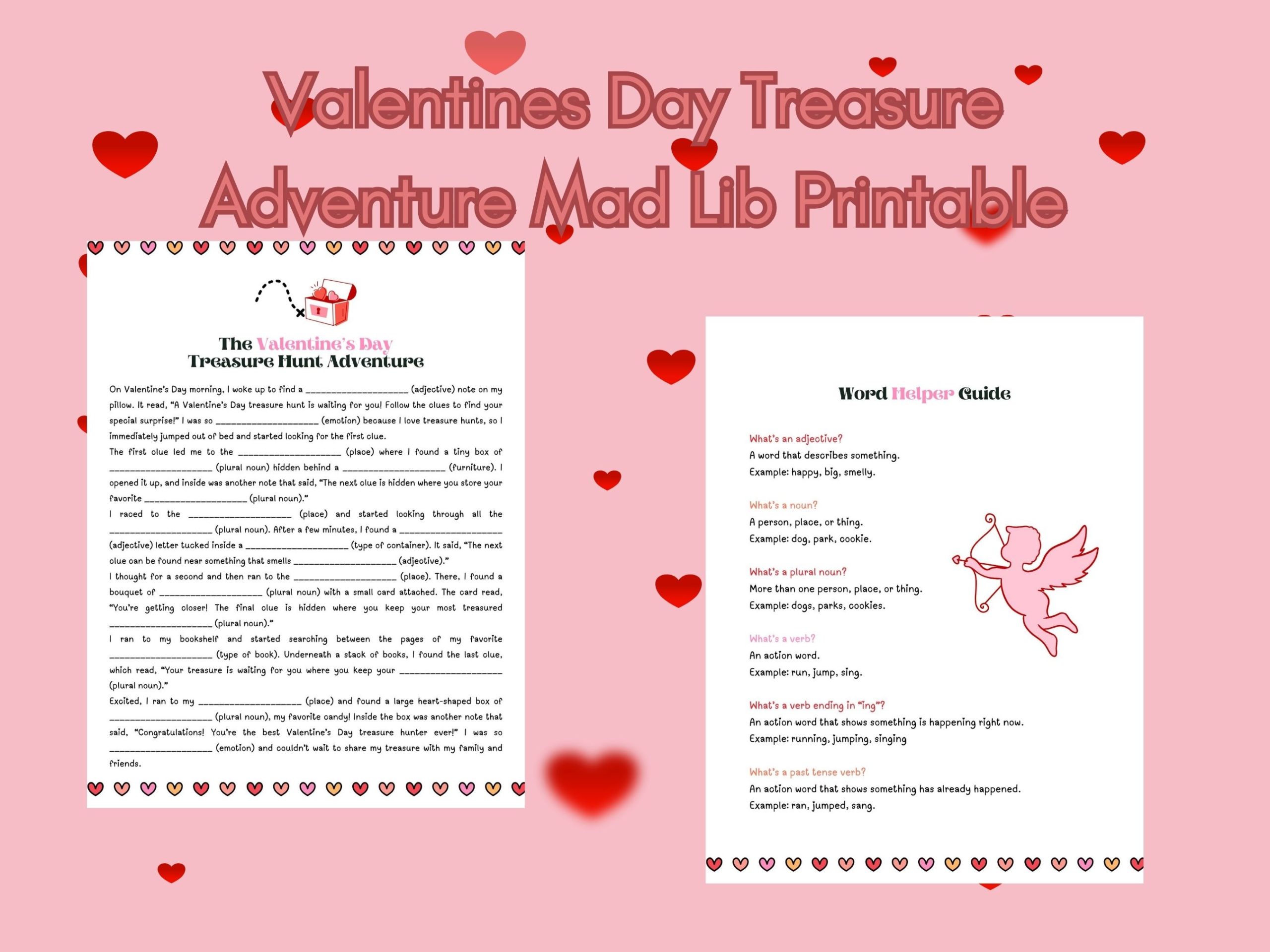 valentines day treasure adventure mad lib printable
