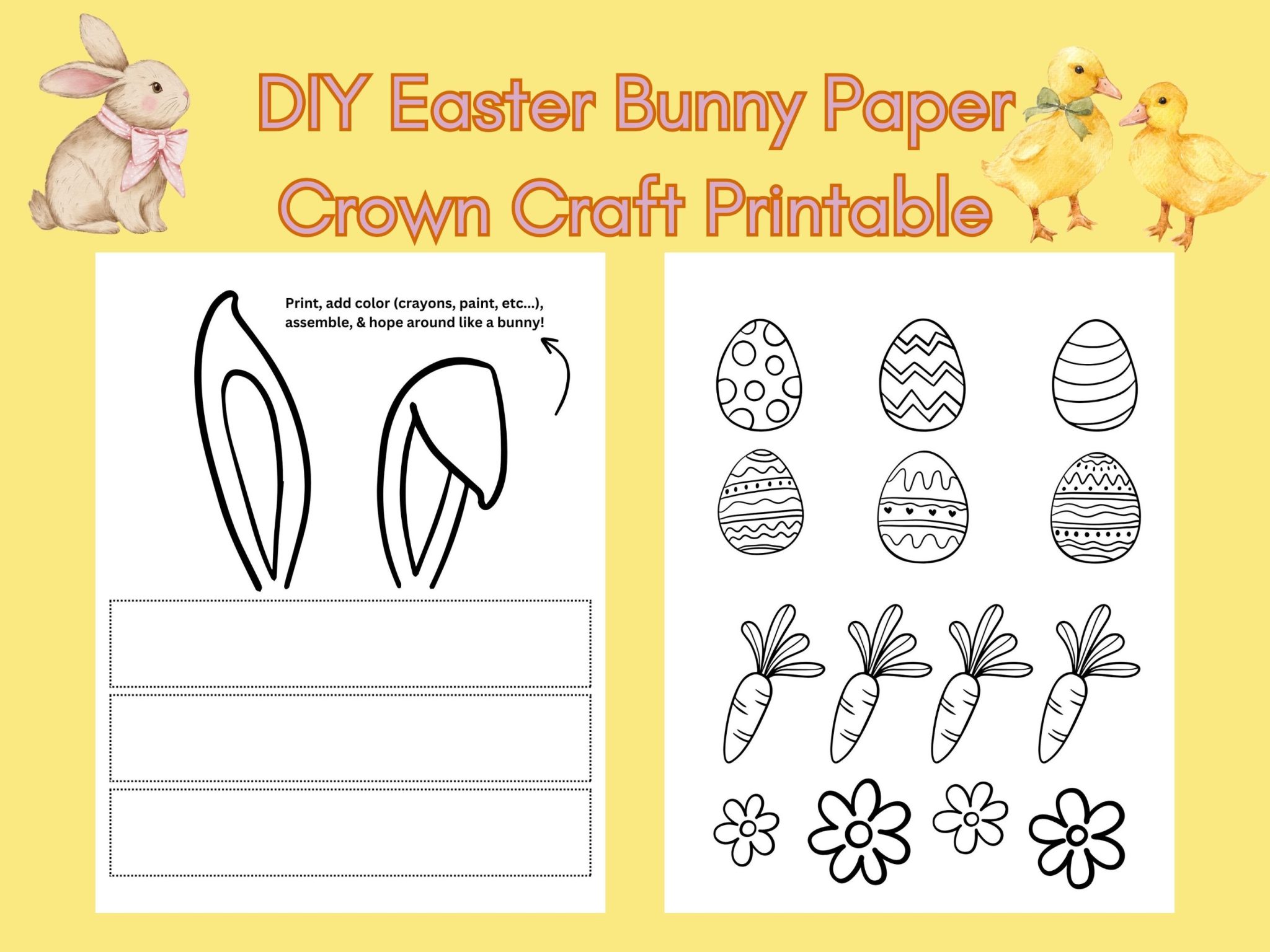 Free Easter Bunny Paper Crown Printable - Our WabiSabi Life