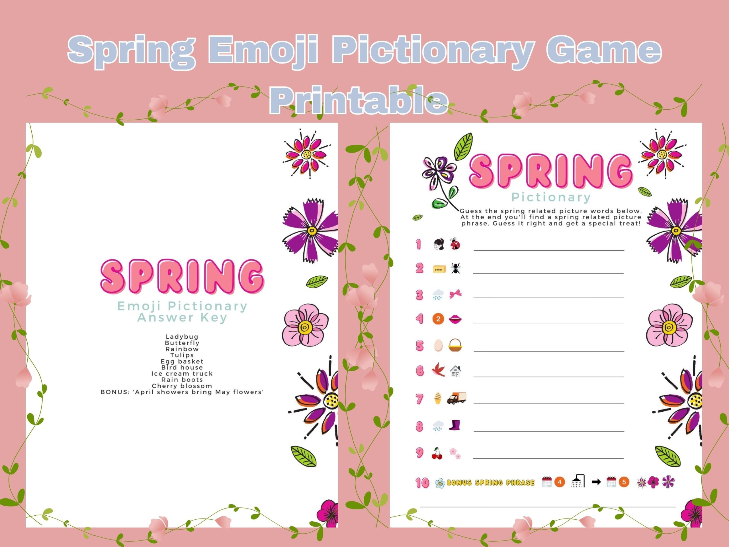 spring emoji Pictionary game