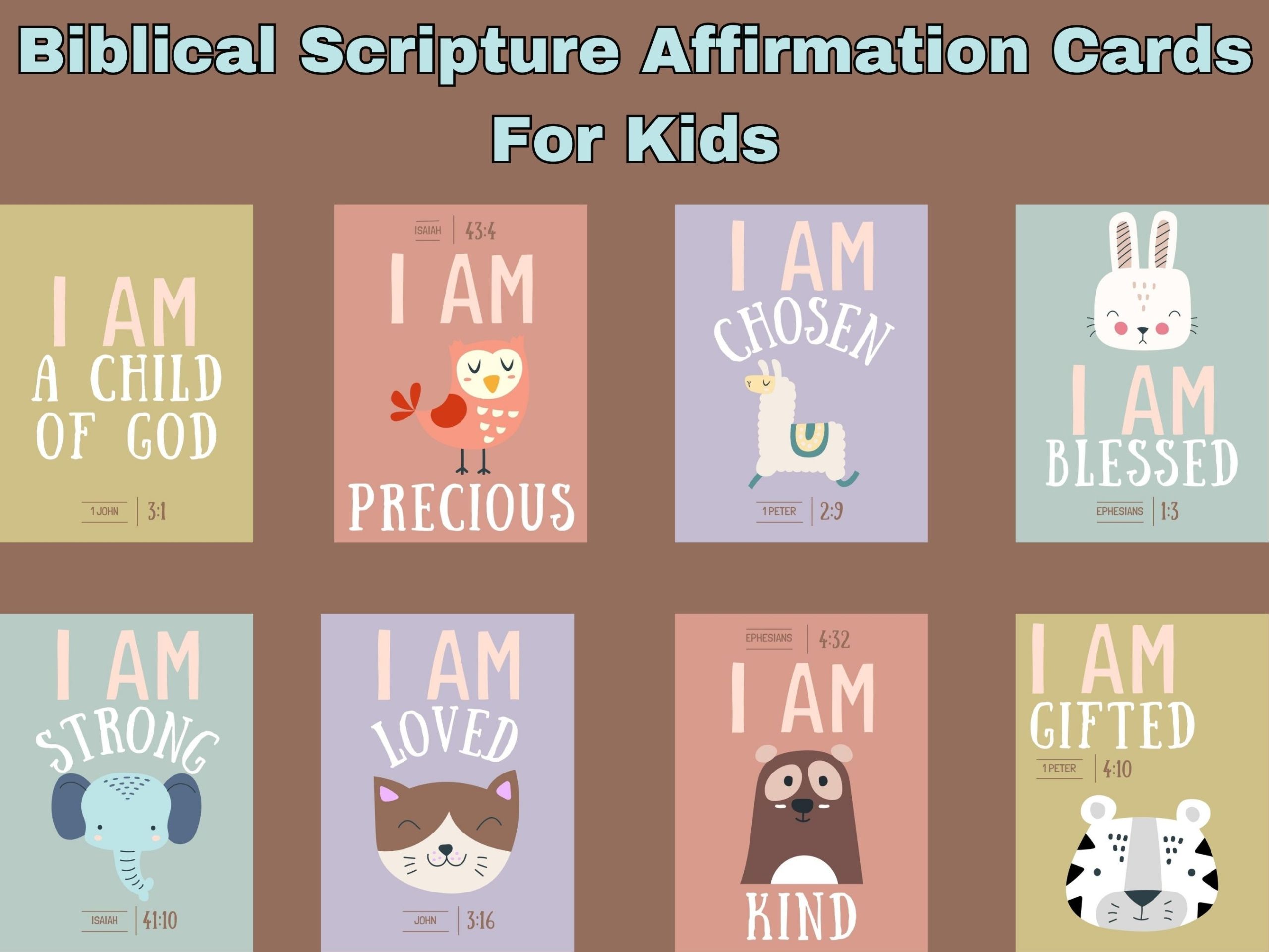 biblical scriptures affirmation cards for kids