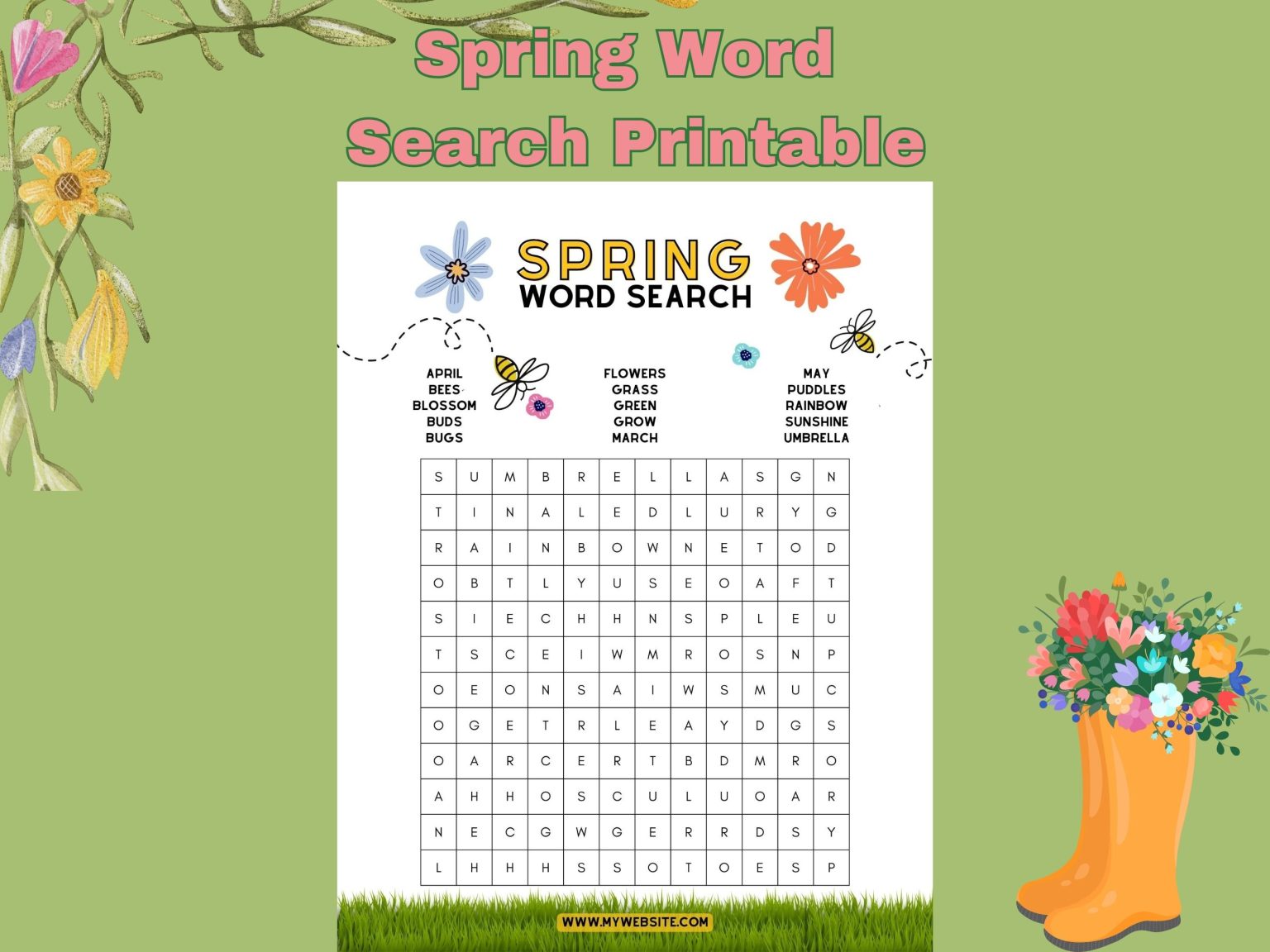 Free Spring Word Search Printable - Our WabiSabi Life