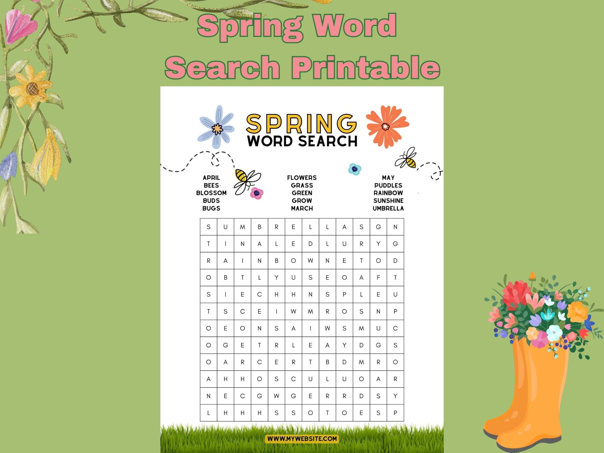 Free Spring Word Search Printable - Our WabiSabi Life
