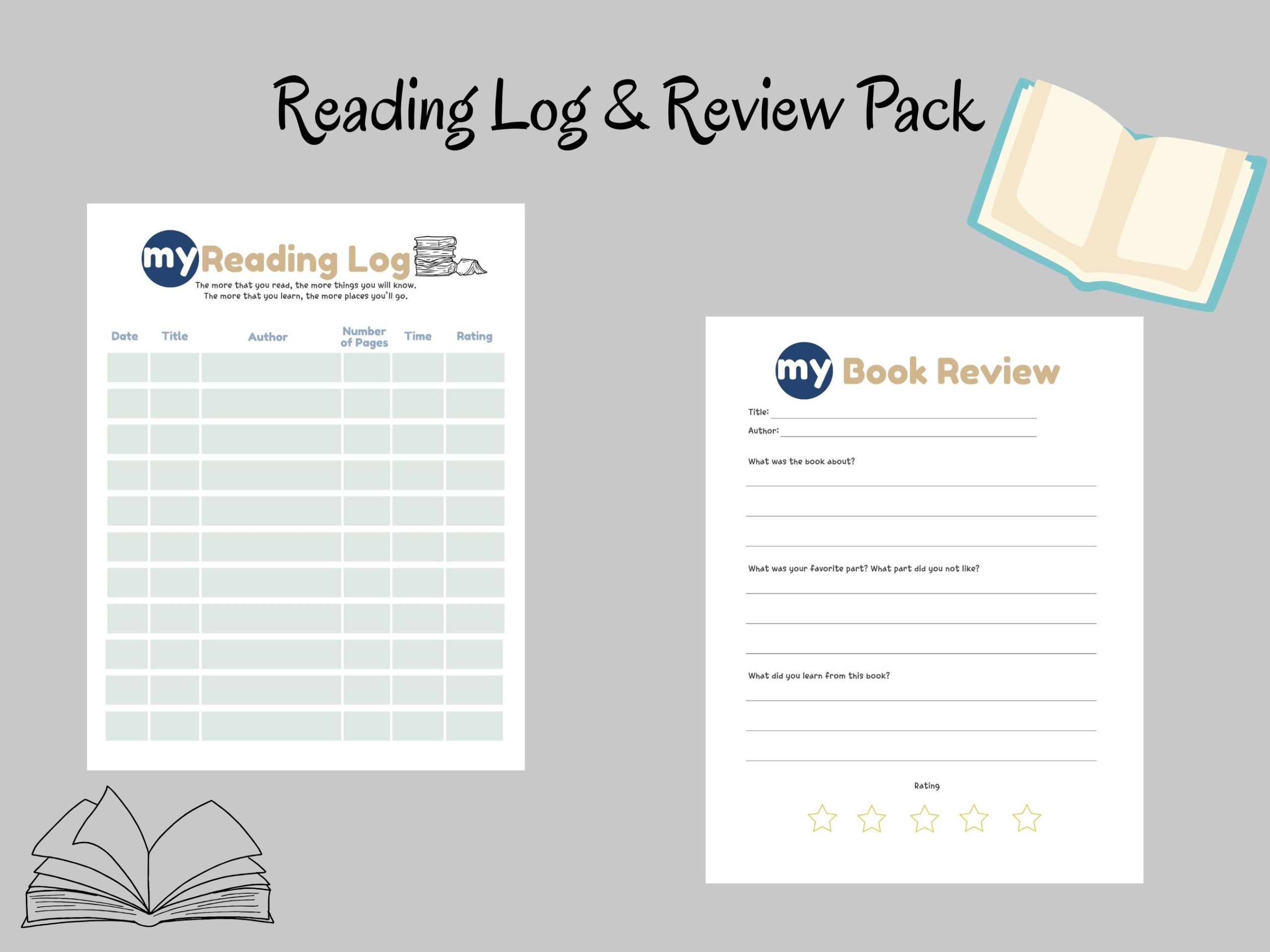 Reading log and review pack