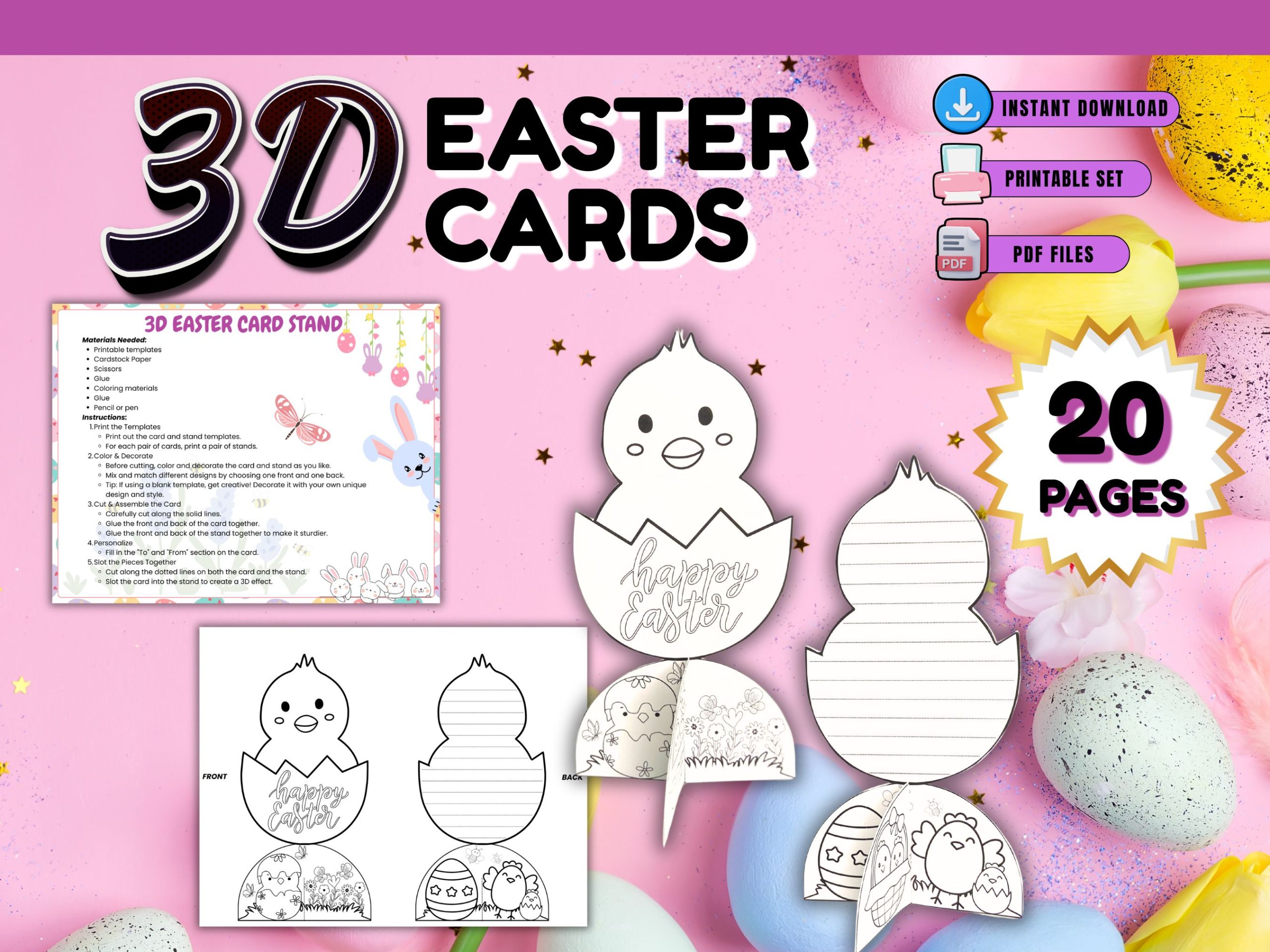 3D Easter Card Stand to Color
