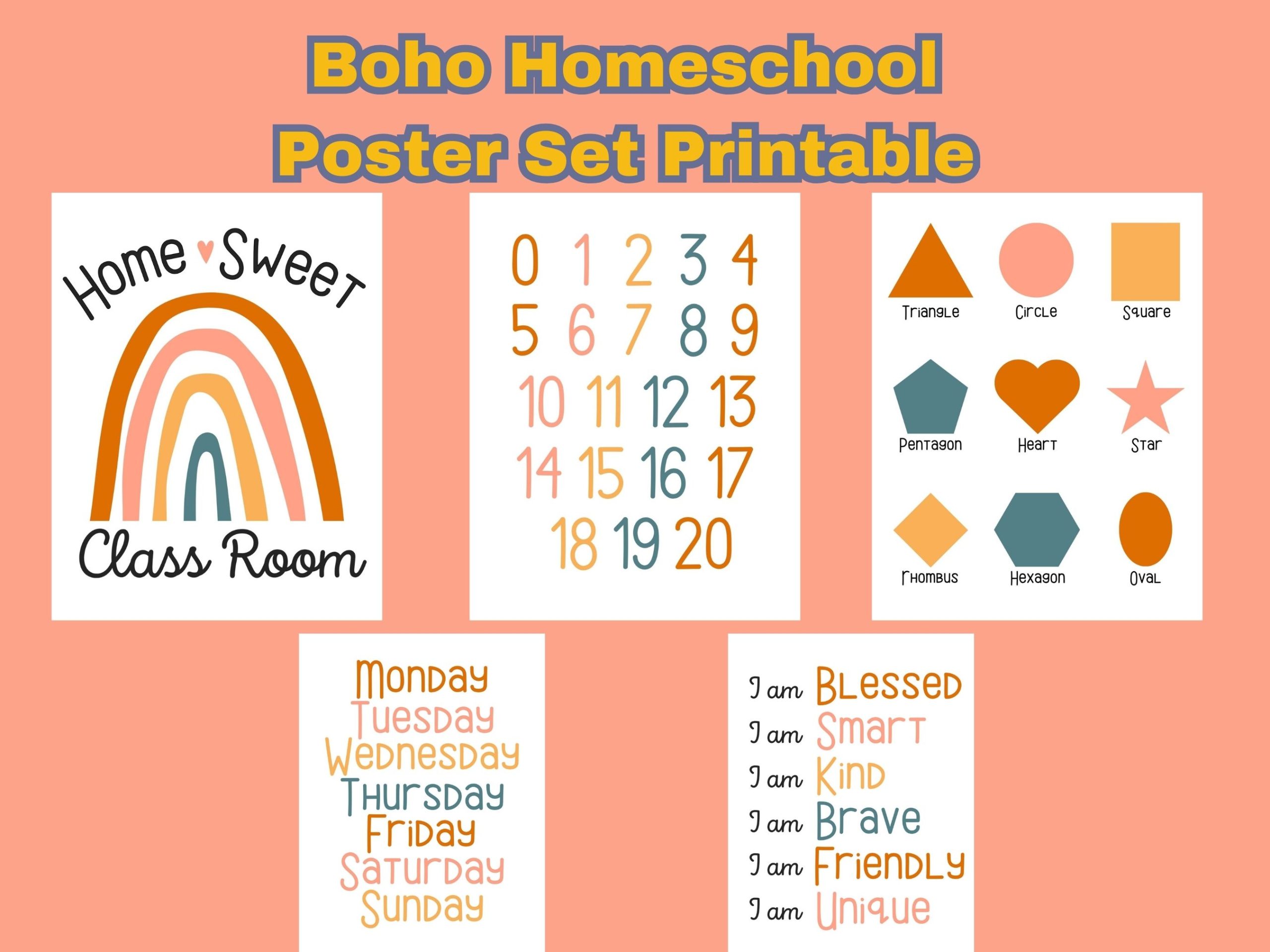 Free Boho Homeschooling Poster Set Printable - Our WabiSabi Life
