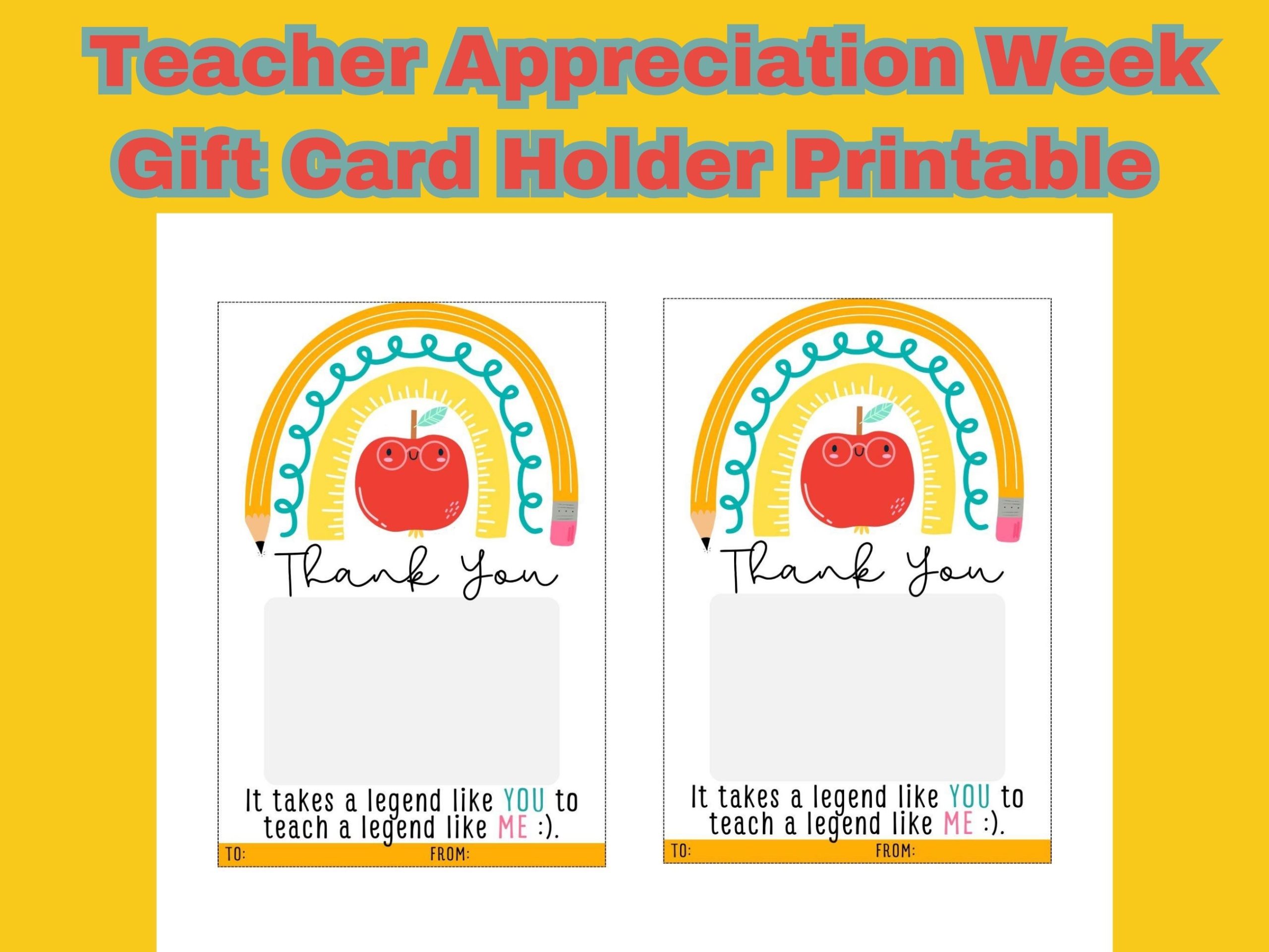 teacher appreciation week gift card holder