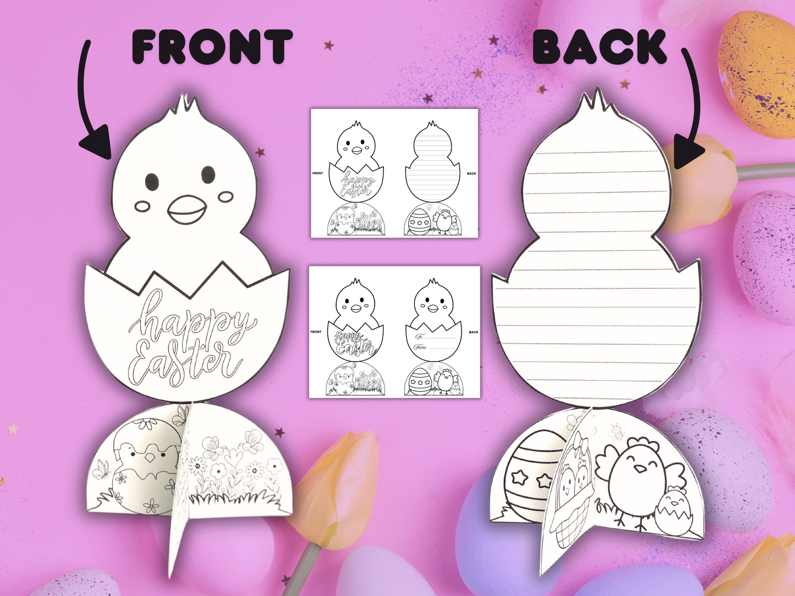 3D Easter Card Stand to Color