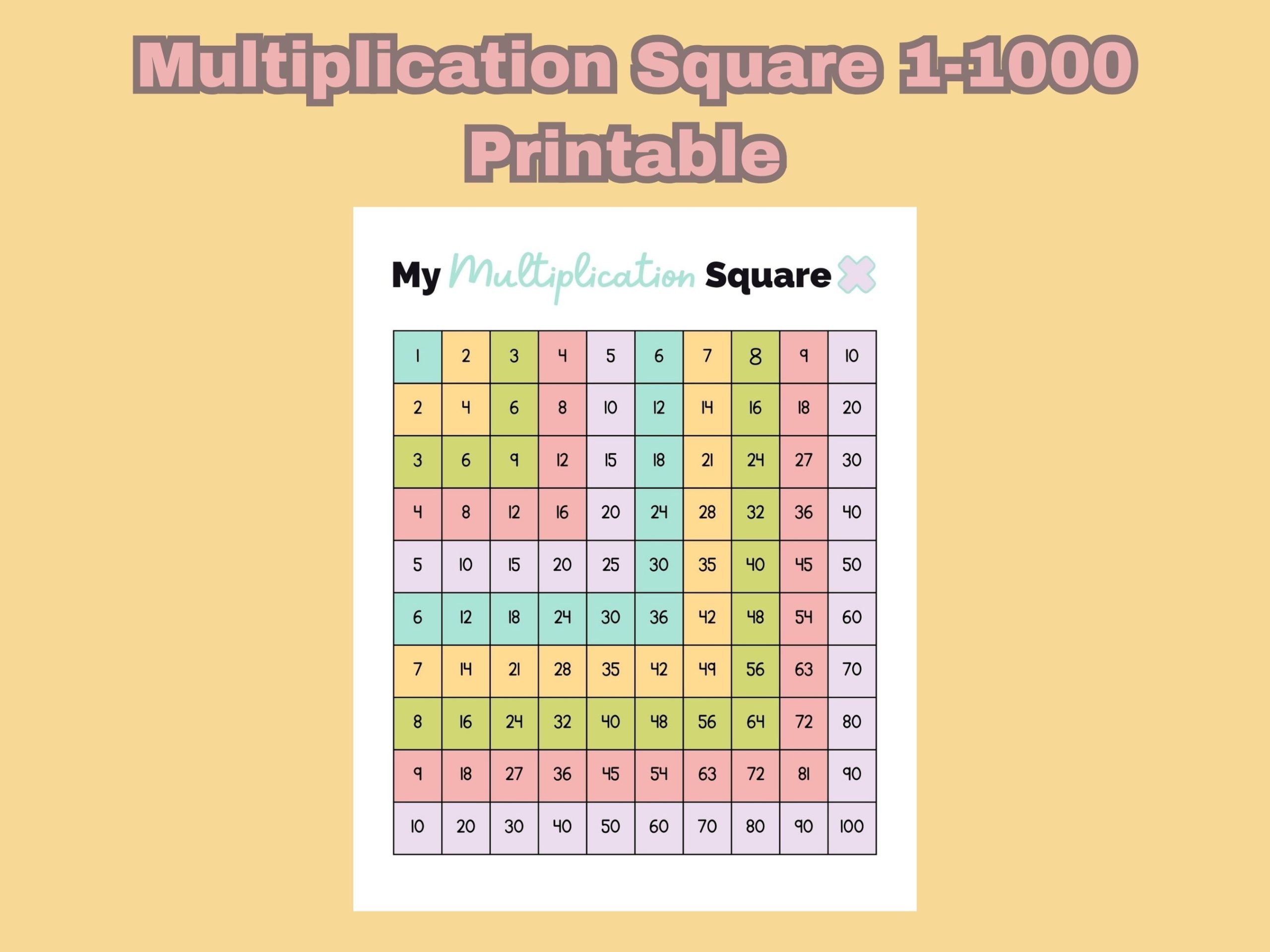 my multiplication square 1-100