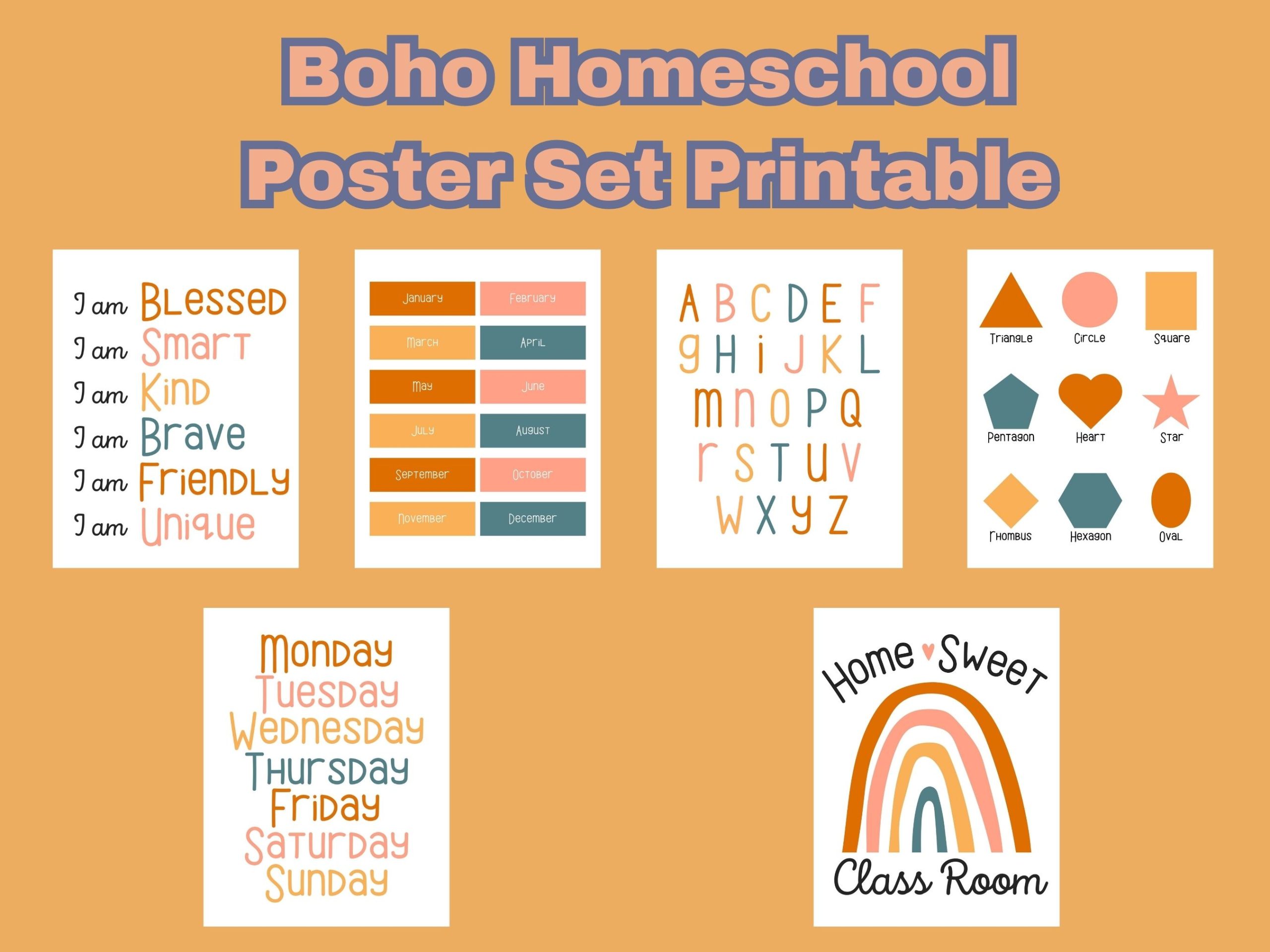 Free Boho Homeschooling Poster Set Printable - Our WabiSabi Life