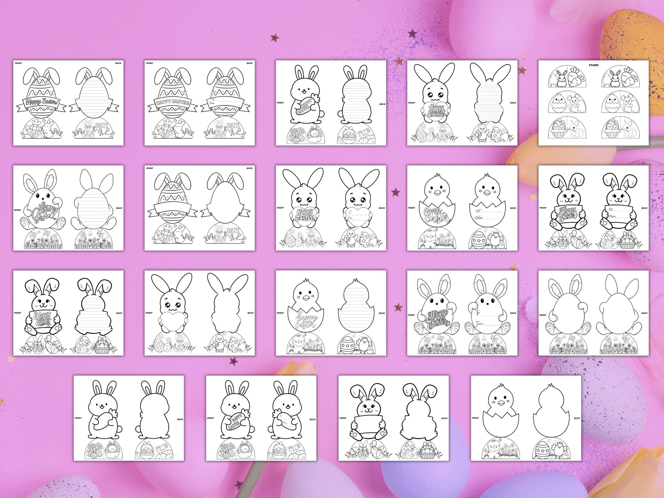 3D Easter Card Stand to Color