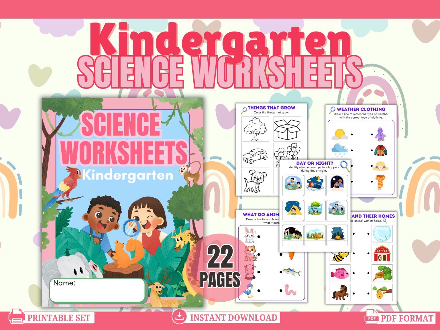 Free Kindergarten Science Worksheet Printable - Our WabiSabi Life