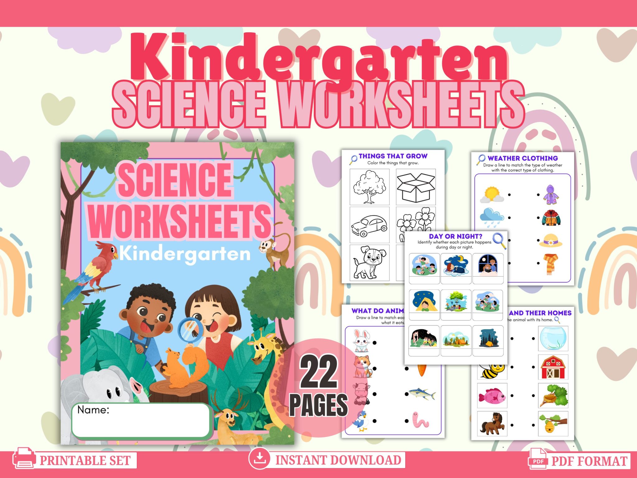 Free Kindergarten Science Worksheet Printable - Our WabiSabi Life