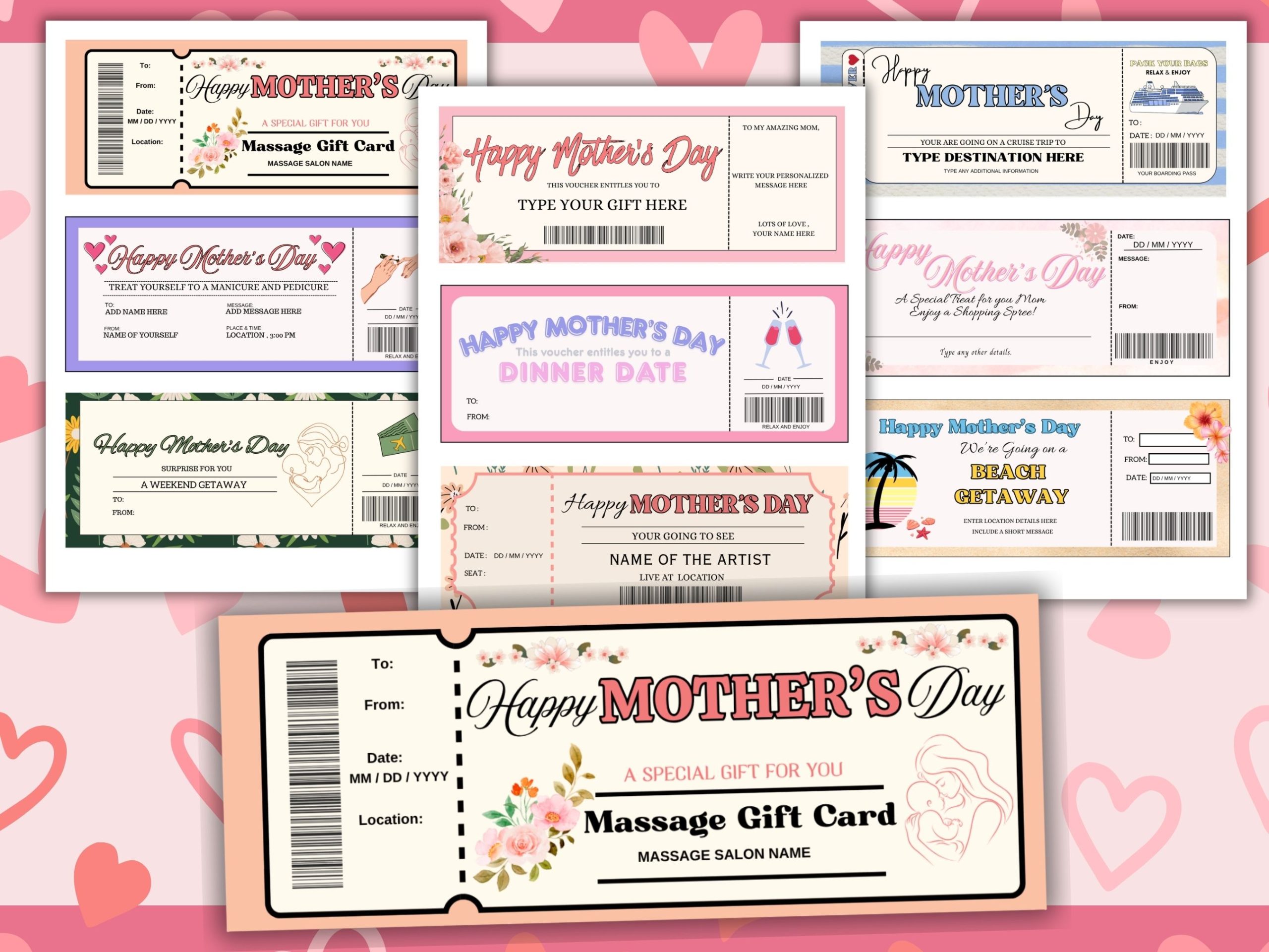 editable mothers day tickets