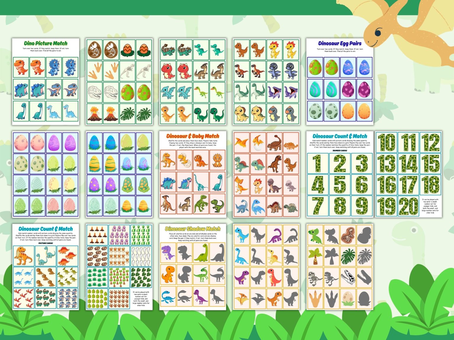 Free Dinosaur Memory Game Printable - Our WabiSabi Life