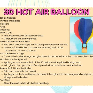3D hot air balloon printable craft
