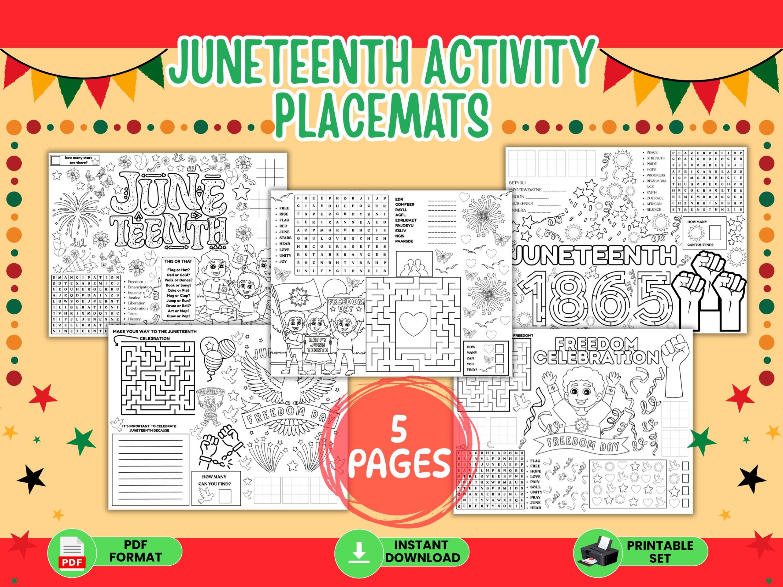 juneteenth activity placemats