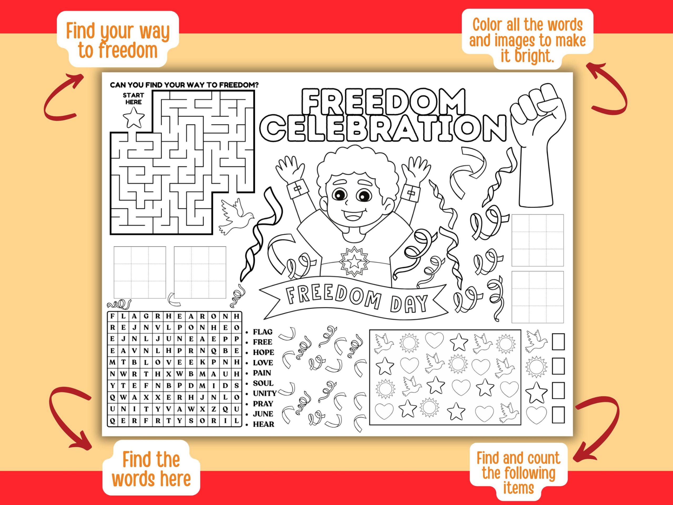 juneteenth activity placemats