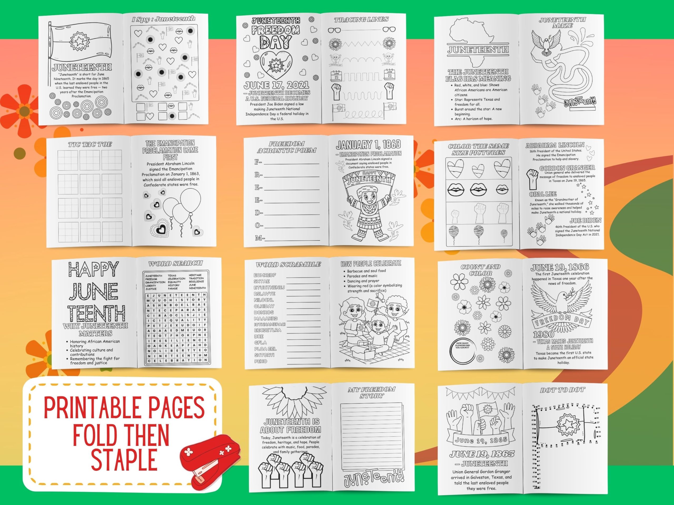 juneteenth coloring fact activity booklet