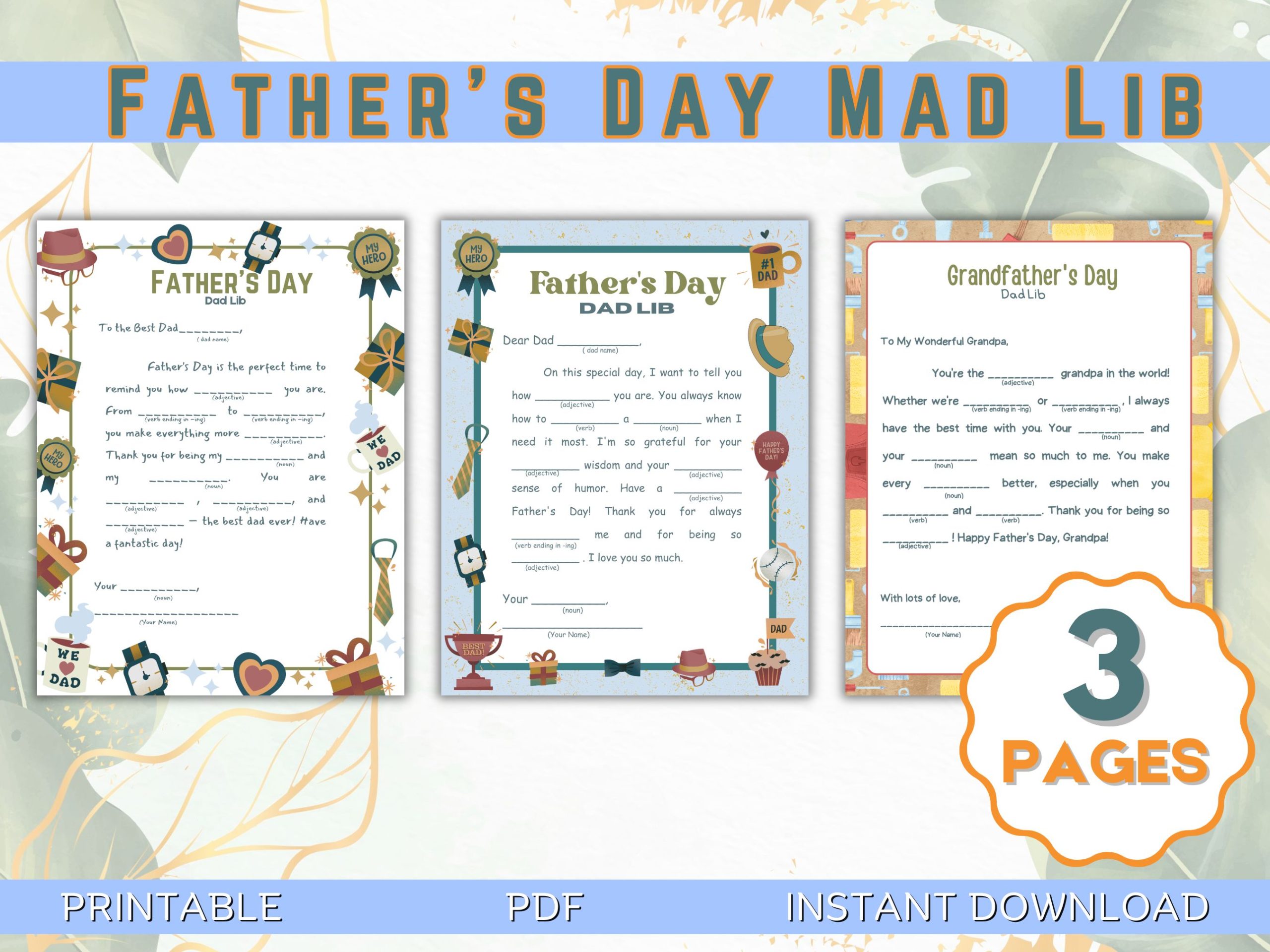Fathers Day Mad Lib Printable