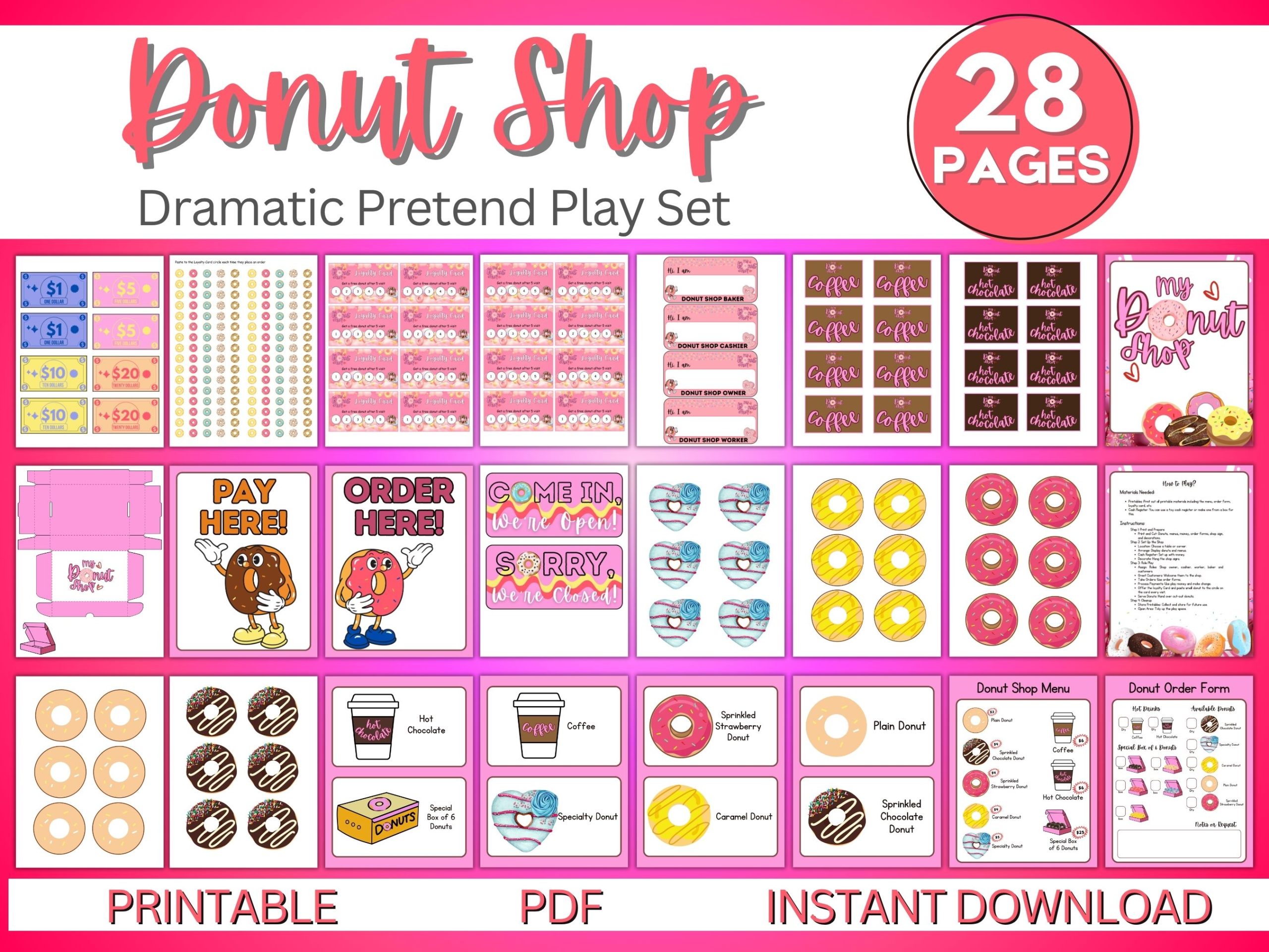 donut shop pretend play set