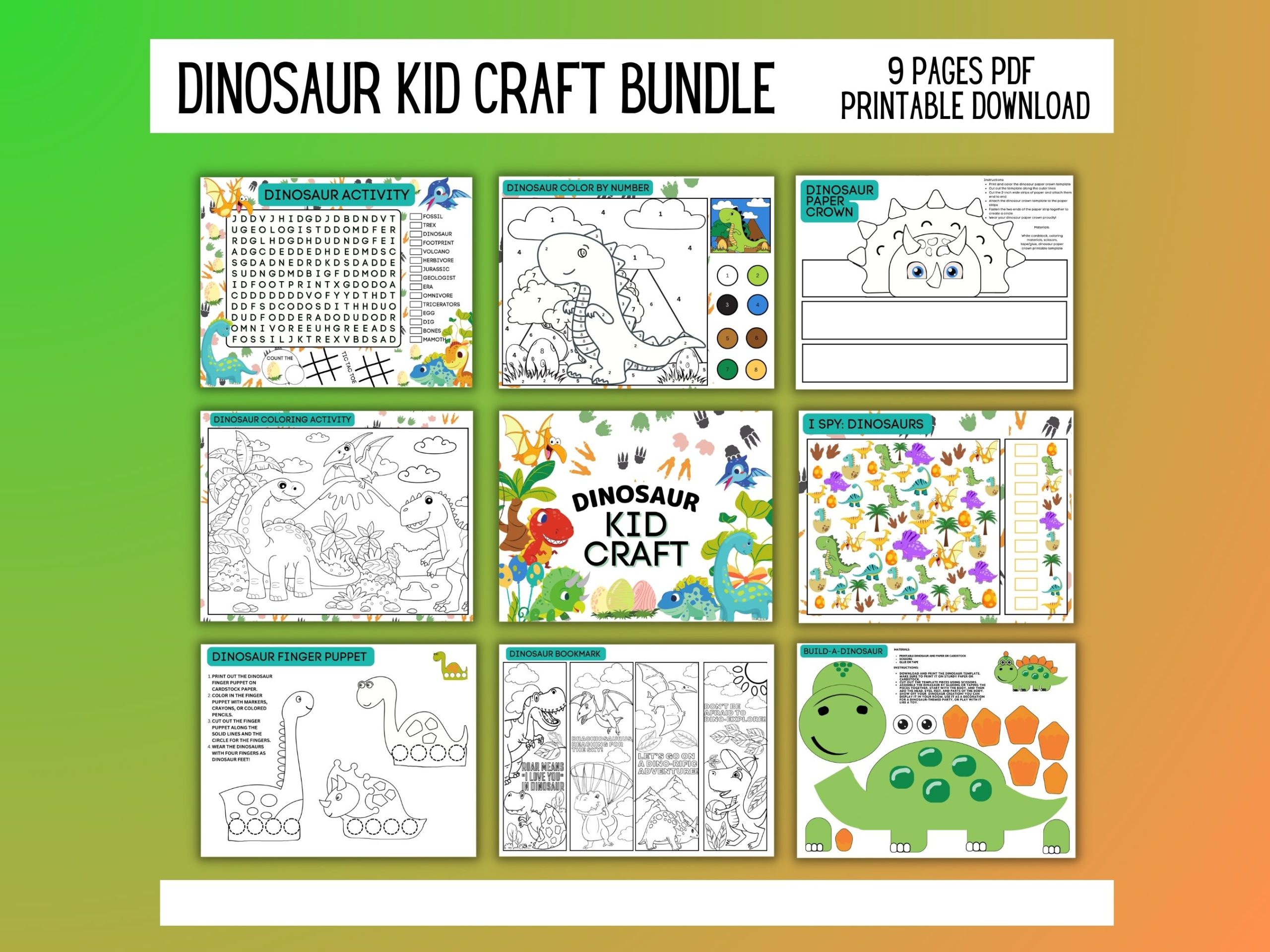 dinosaur kid craft bundle