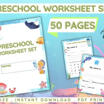 under the sea preschool worksheet set