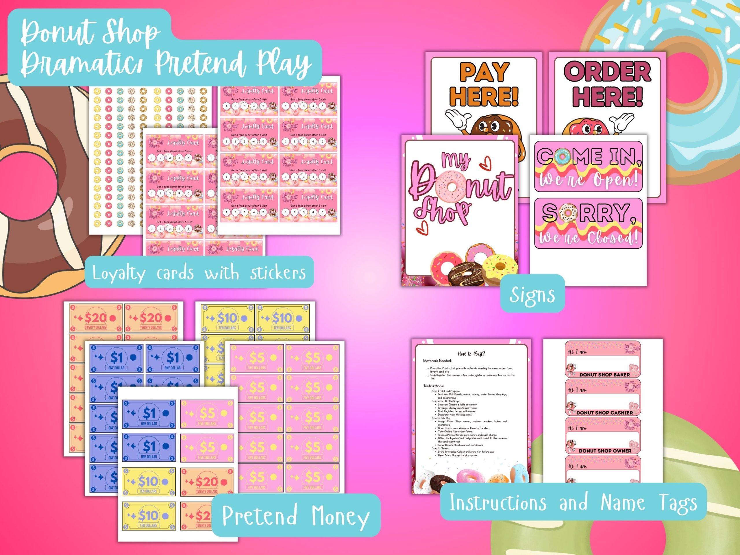 donut shop pretend play set