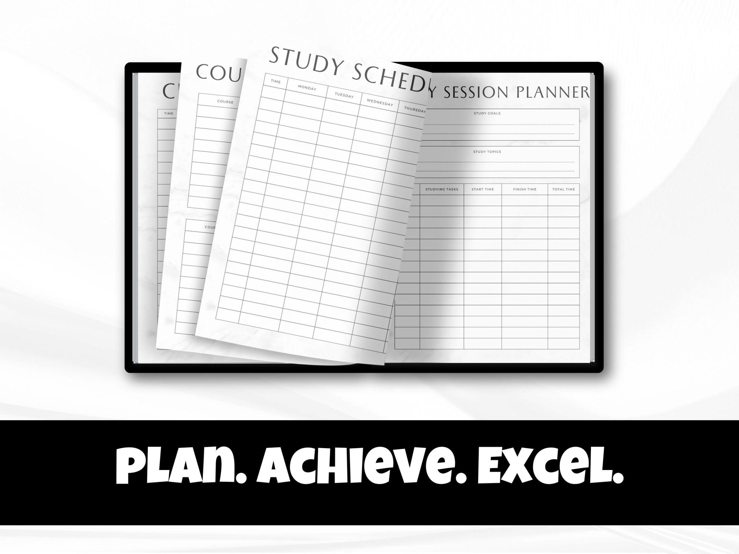 student planner black and white
