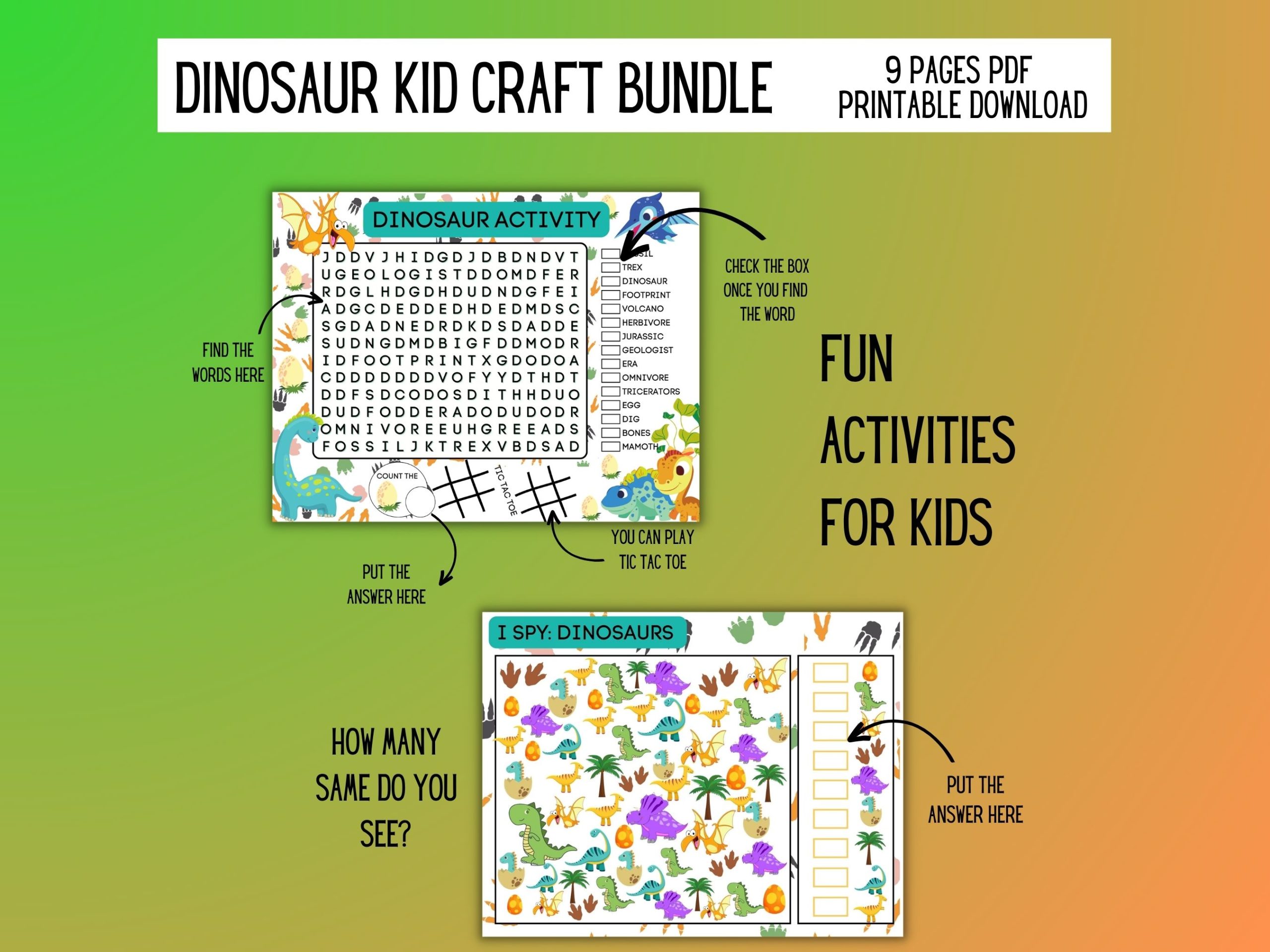 dinosaur kid craft bundle