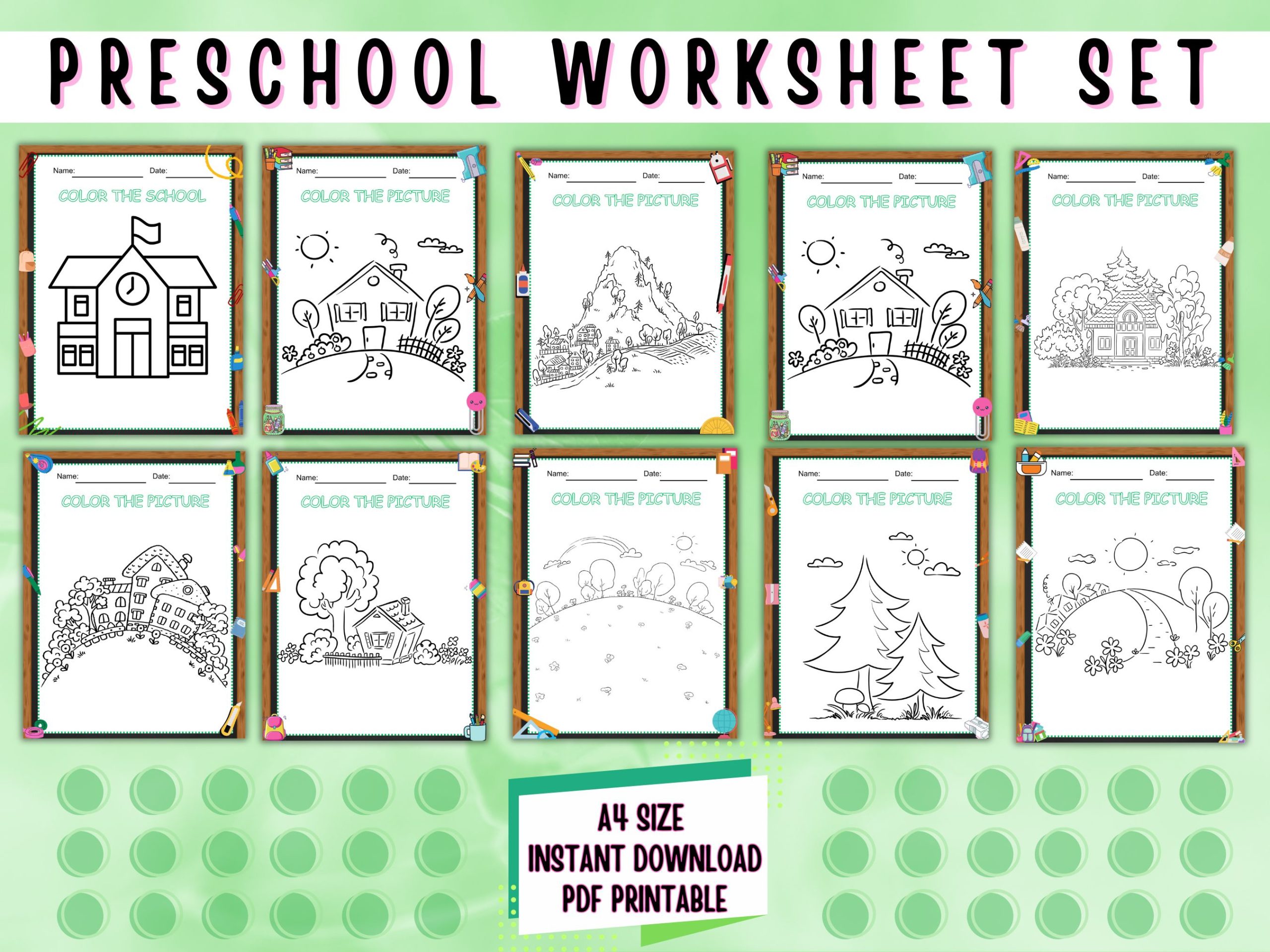 preschool worksheet set