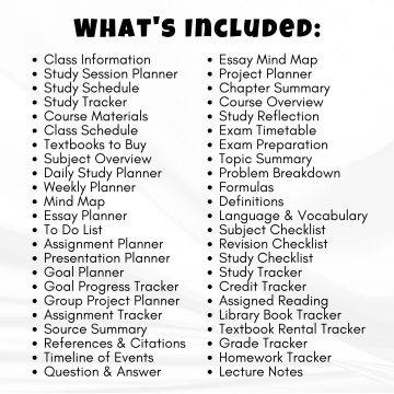 student planner black and white