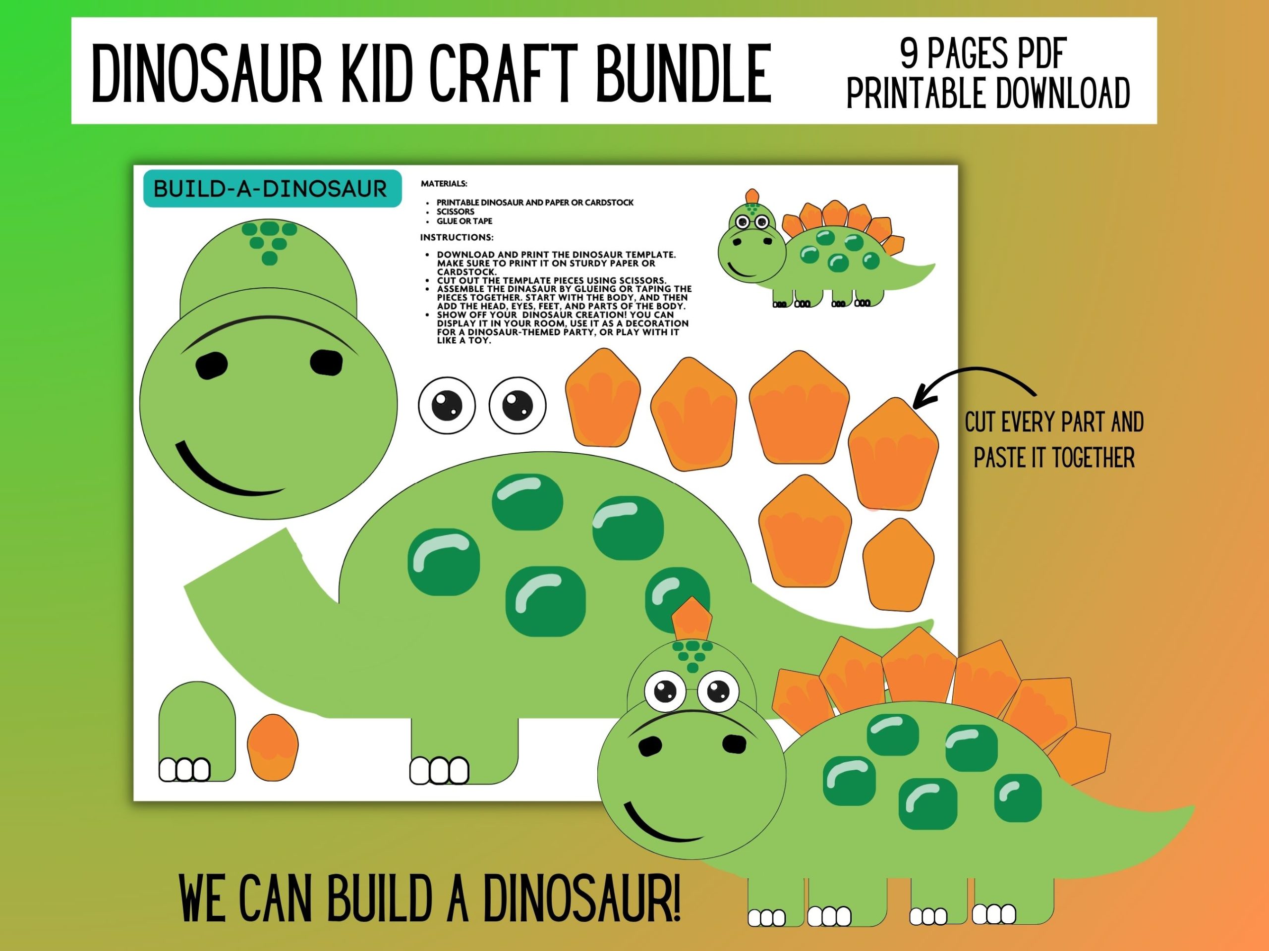 dinosaur kid craft bundle