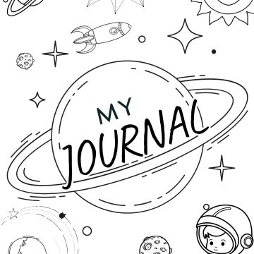 black and white outer space journal