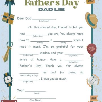 Fathers Day Mad Lib Printable