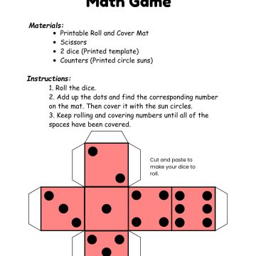 Roll And Cover Summer Math Game