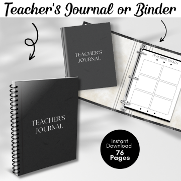 Teacher Reflection Journal black and white