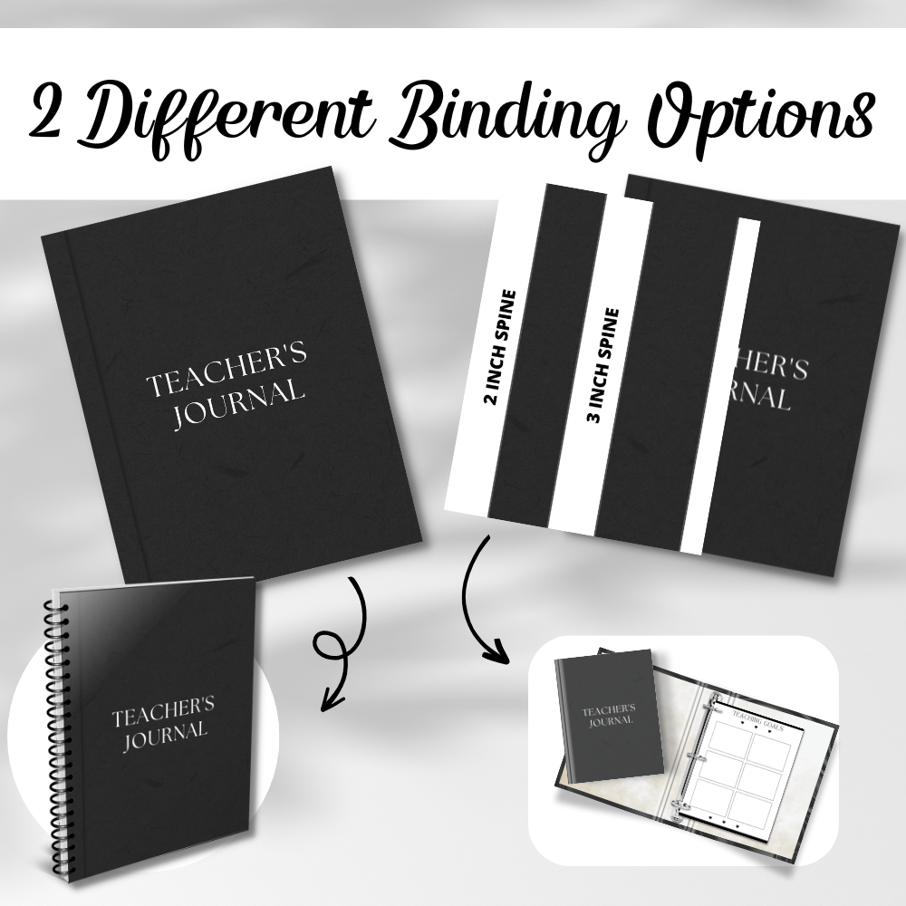 Teacher Reflection Journal black and white