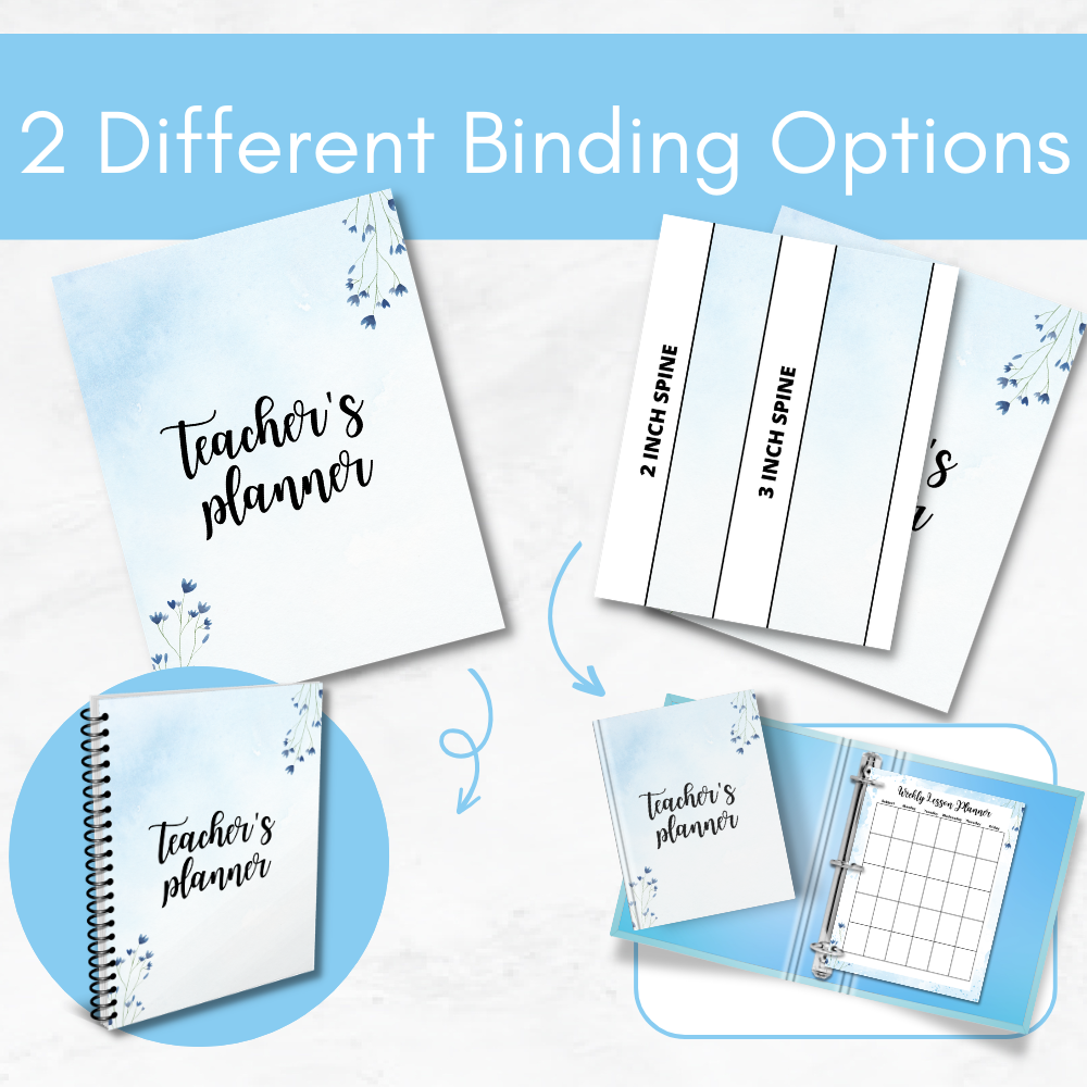 blue teacher planner mockup