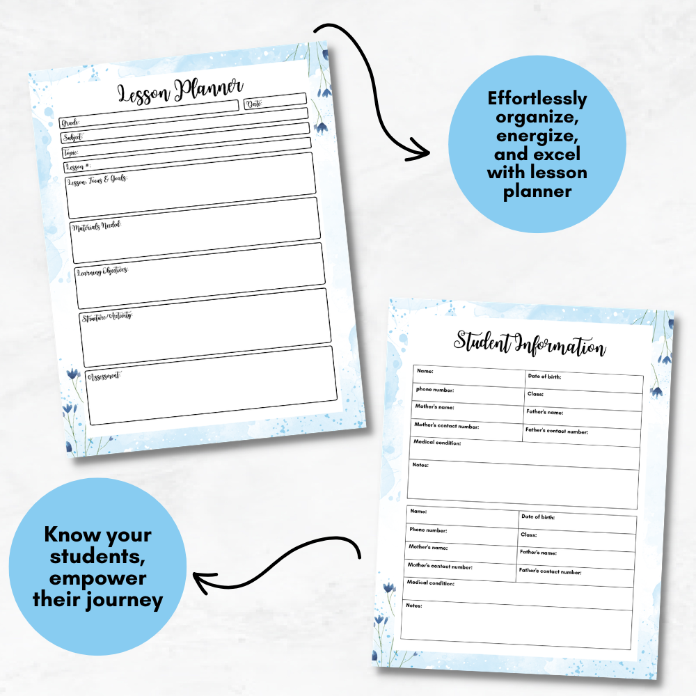 blue teacher planner mockup