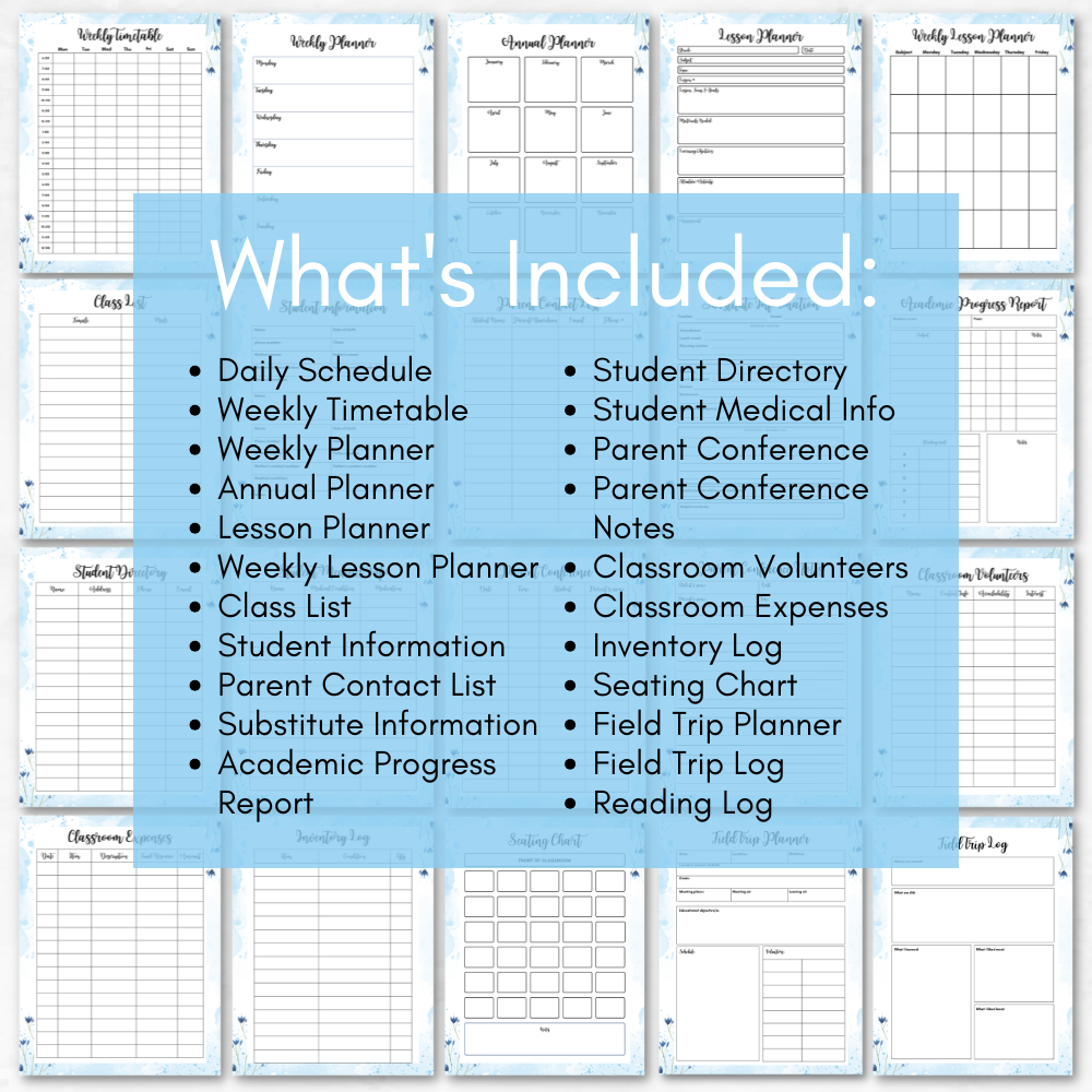 blue teacher planner mockup