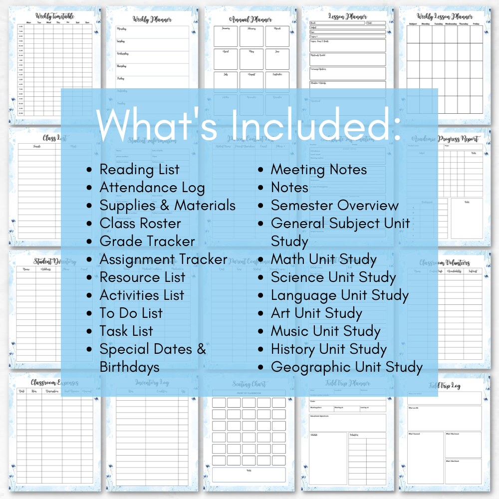 blue teacher planner mockup