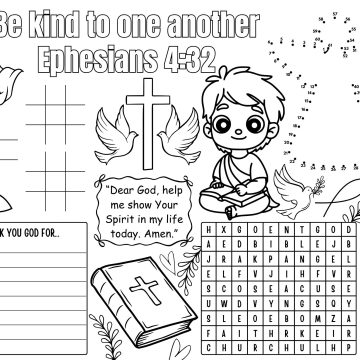 bible themed activity placemat