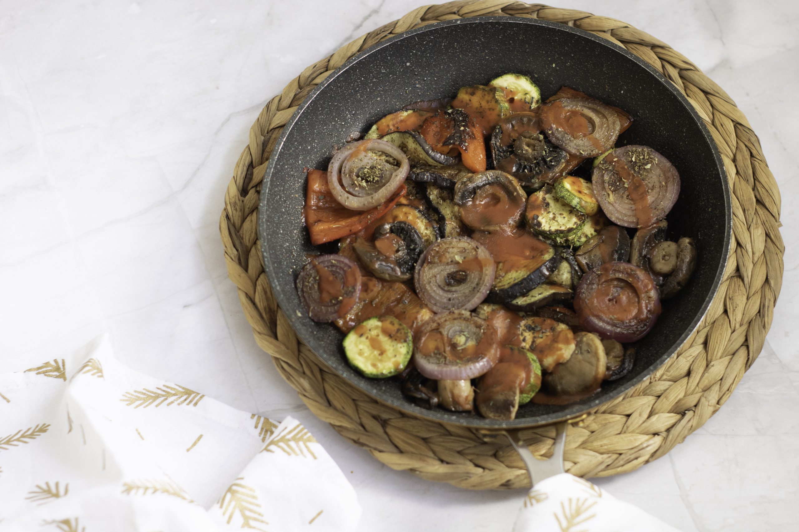 cooked veggies in a pan
