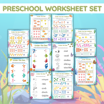 preschool under the sea worksheet mockup