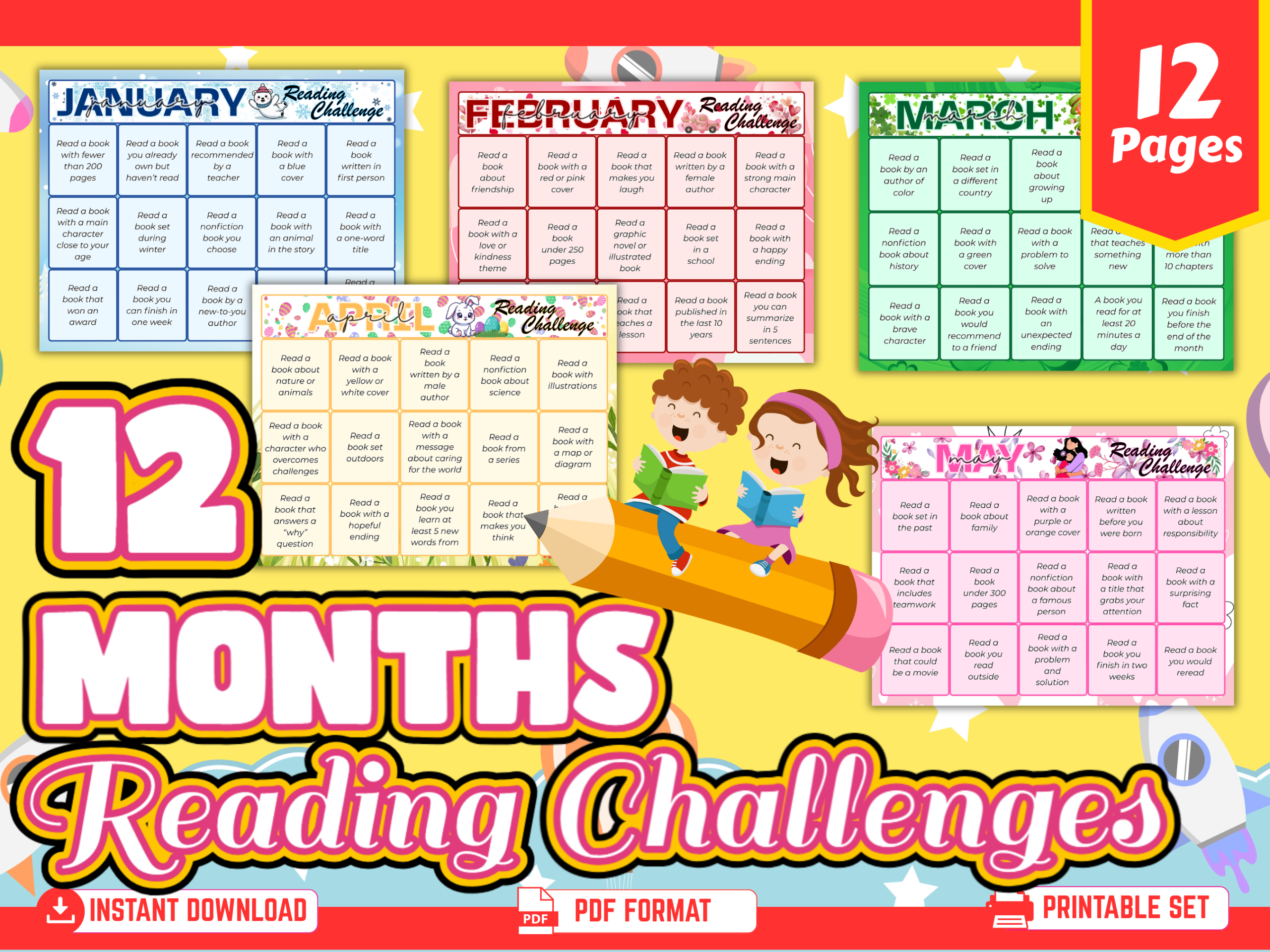 12 Month Reading Challenge for Kids mockup