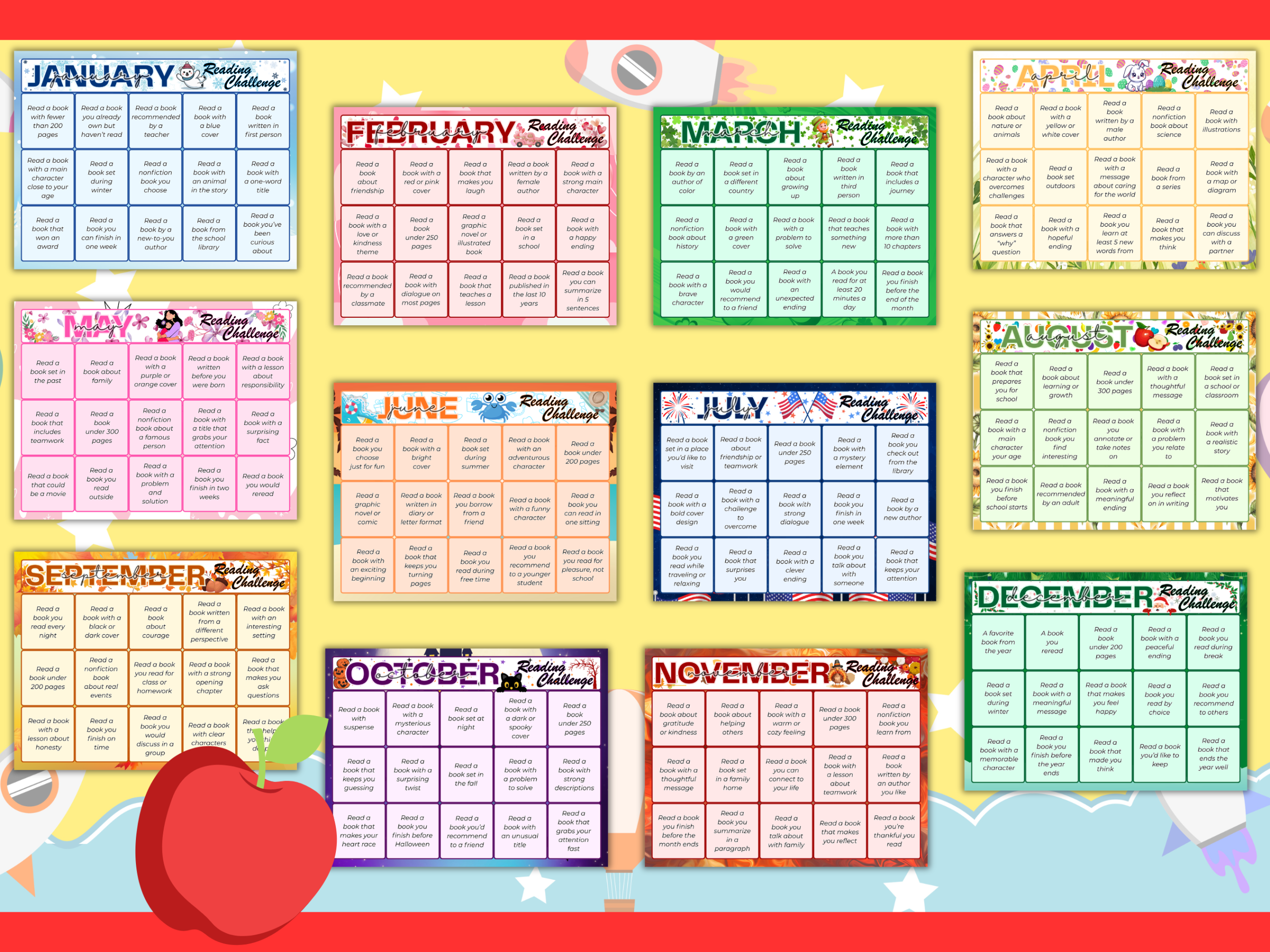 12 Month Reading Challenge for Kids mockup