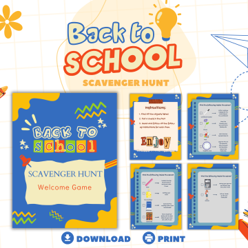 Back to School Scavenger Hunt printable PDF mockup